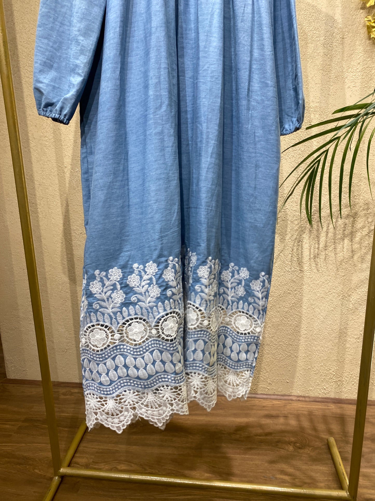 QADRA embroiderydenim gown