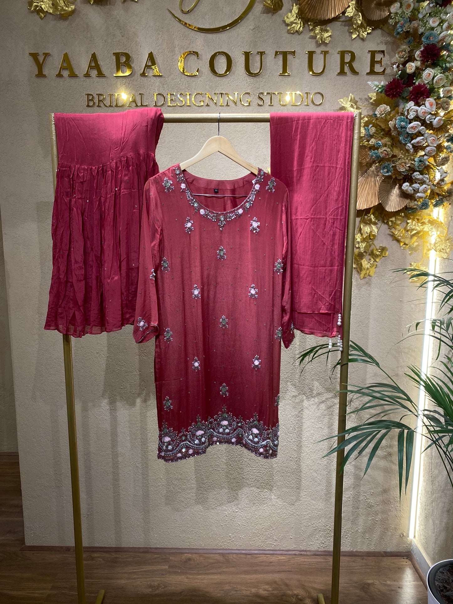 Red Sharara 3Pc
