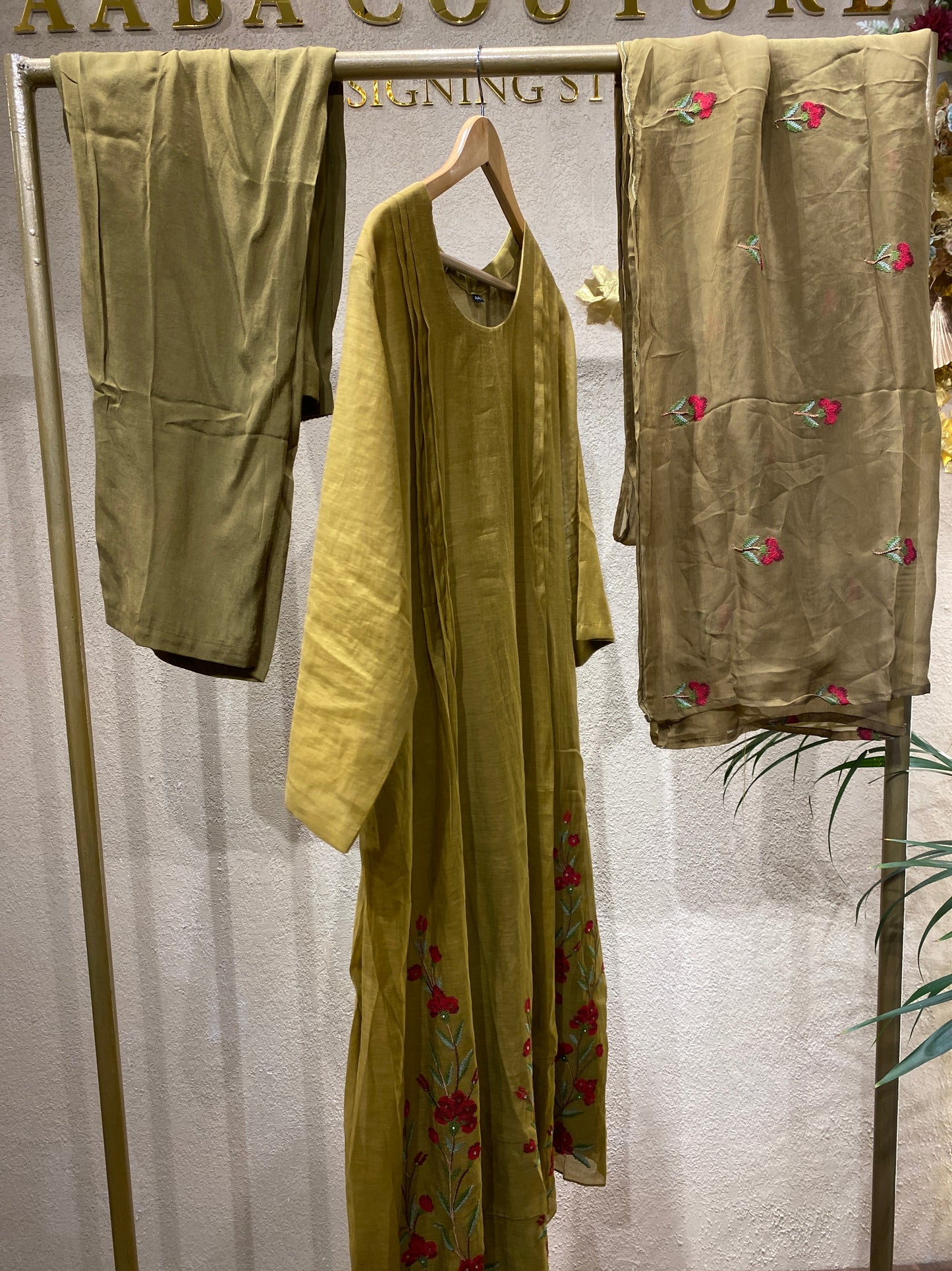 Alinesalwar Olive 3 Pc