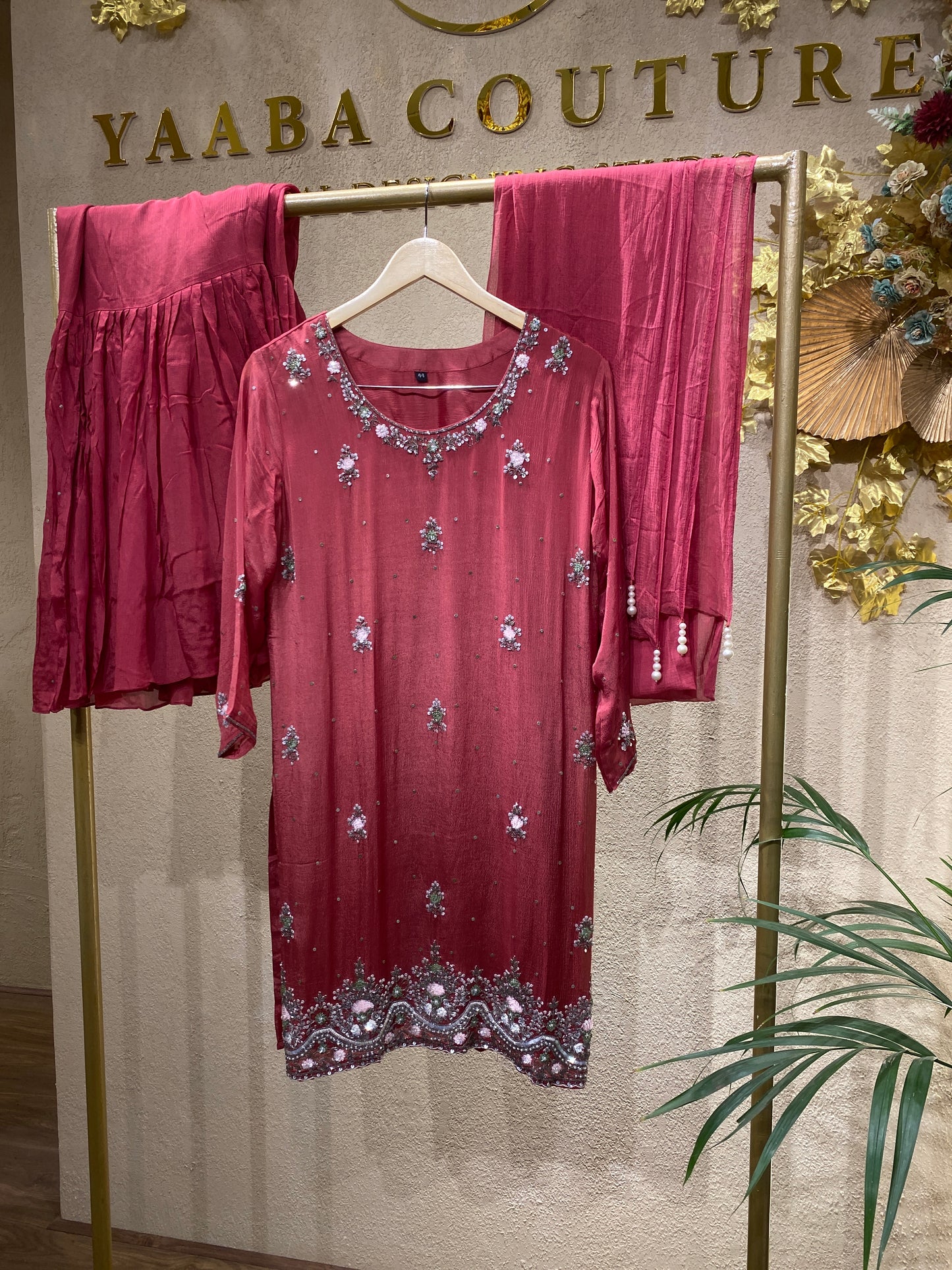Red Sharara 3Pc