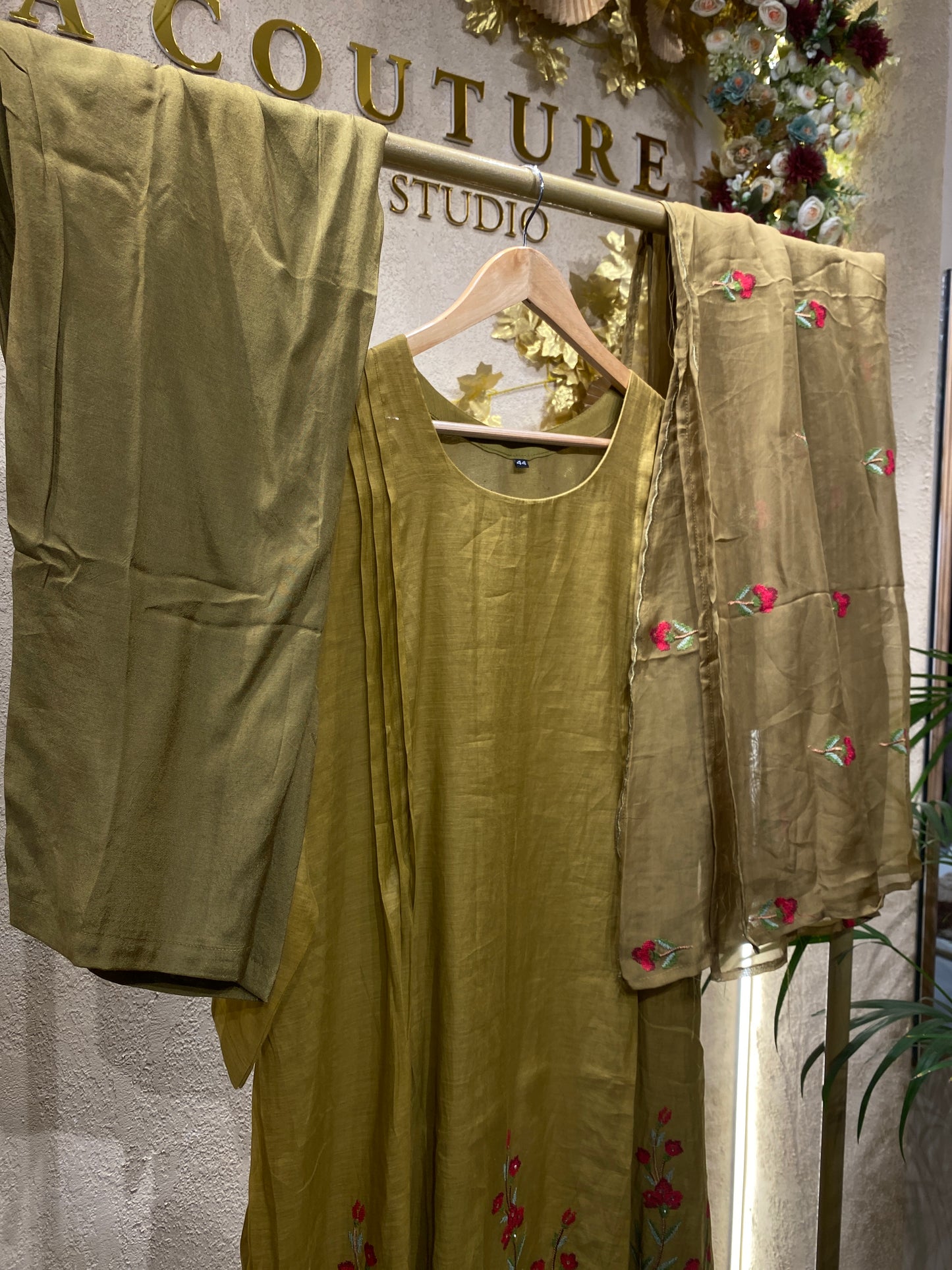 Alinesalwar Olive 3 Pc