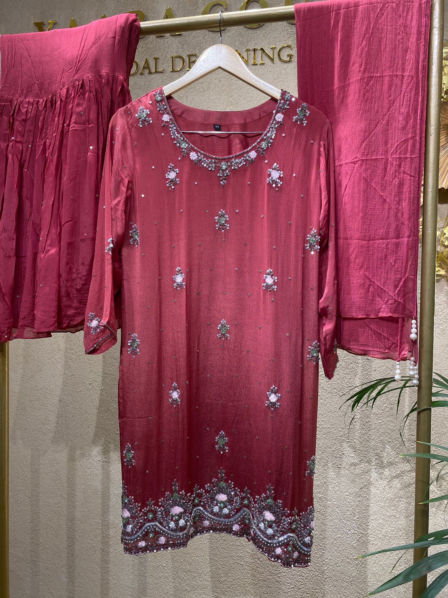 Red Sharara 3Pc