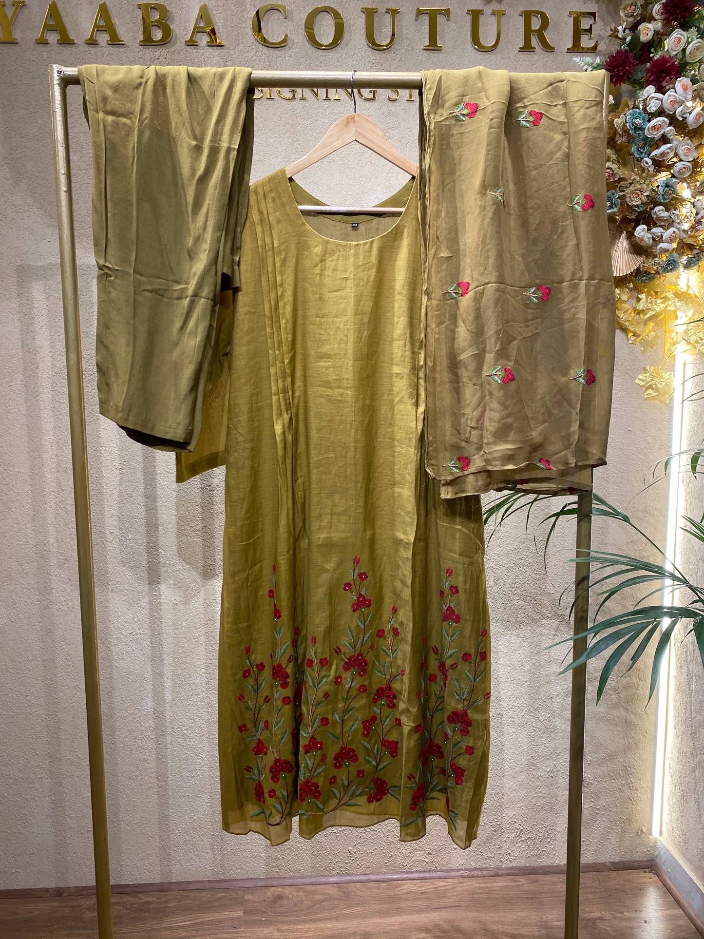 Alinesalwar Olive 3 Pc
