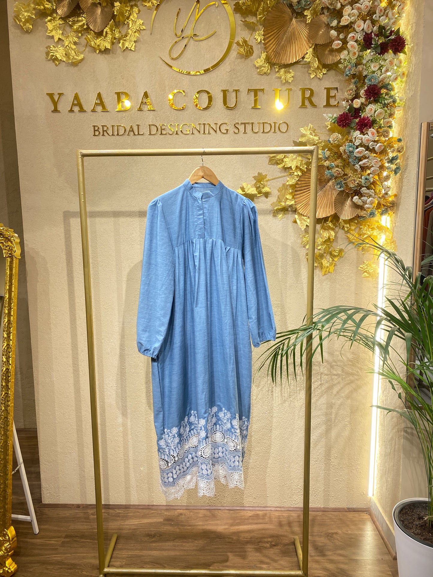 QADRA embroiderydenim gown