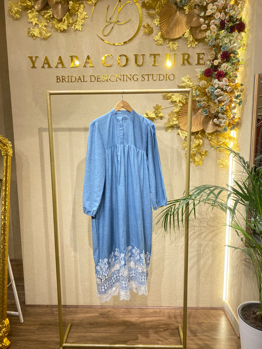 QADRA embroiderydenim gown