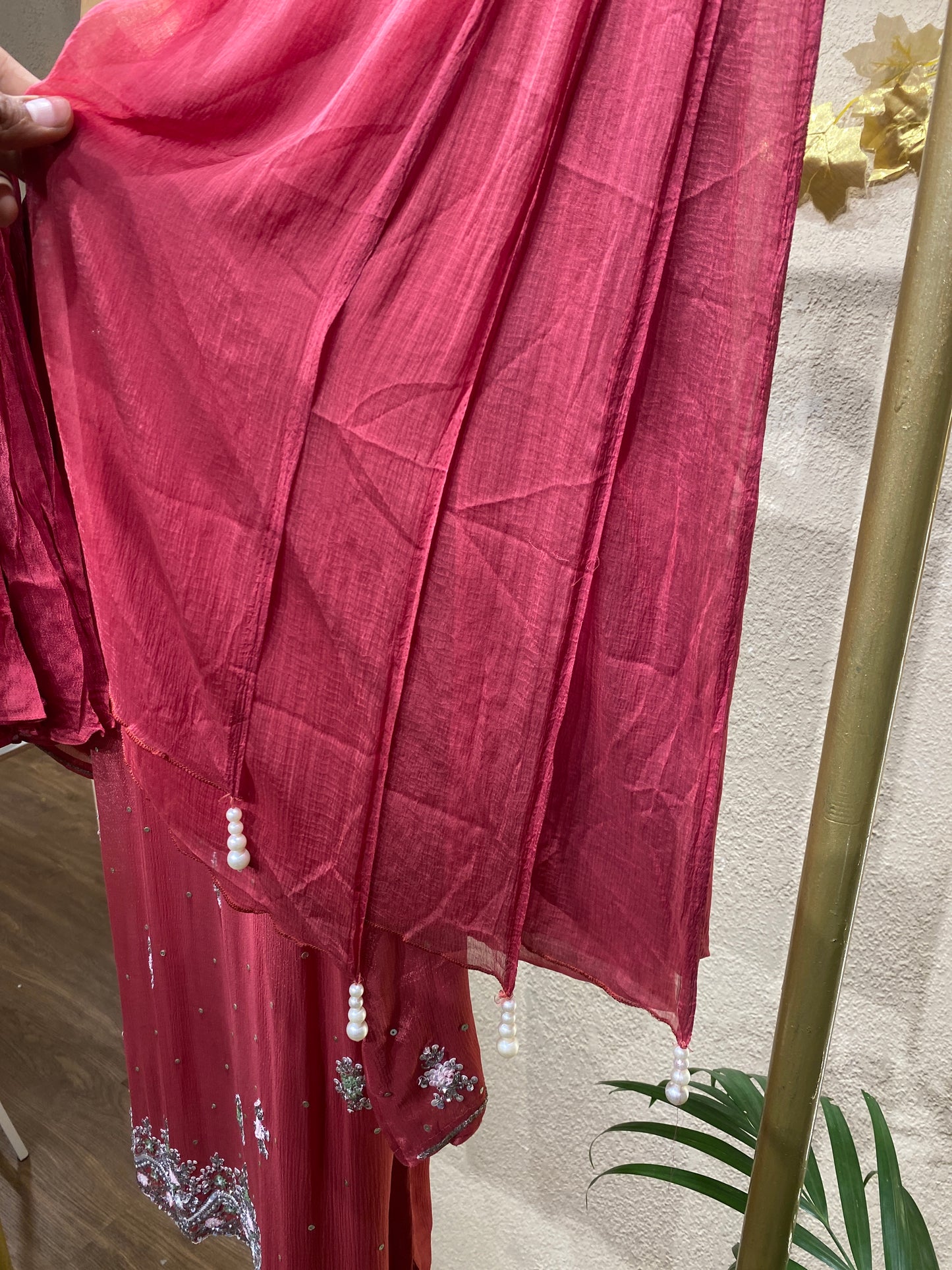 Red Sharara 3Pc
