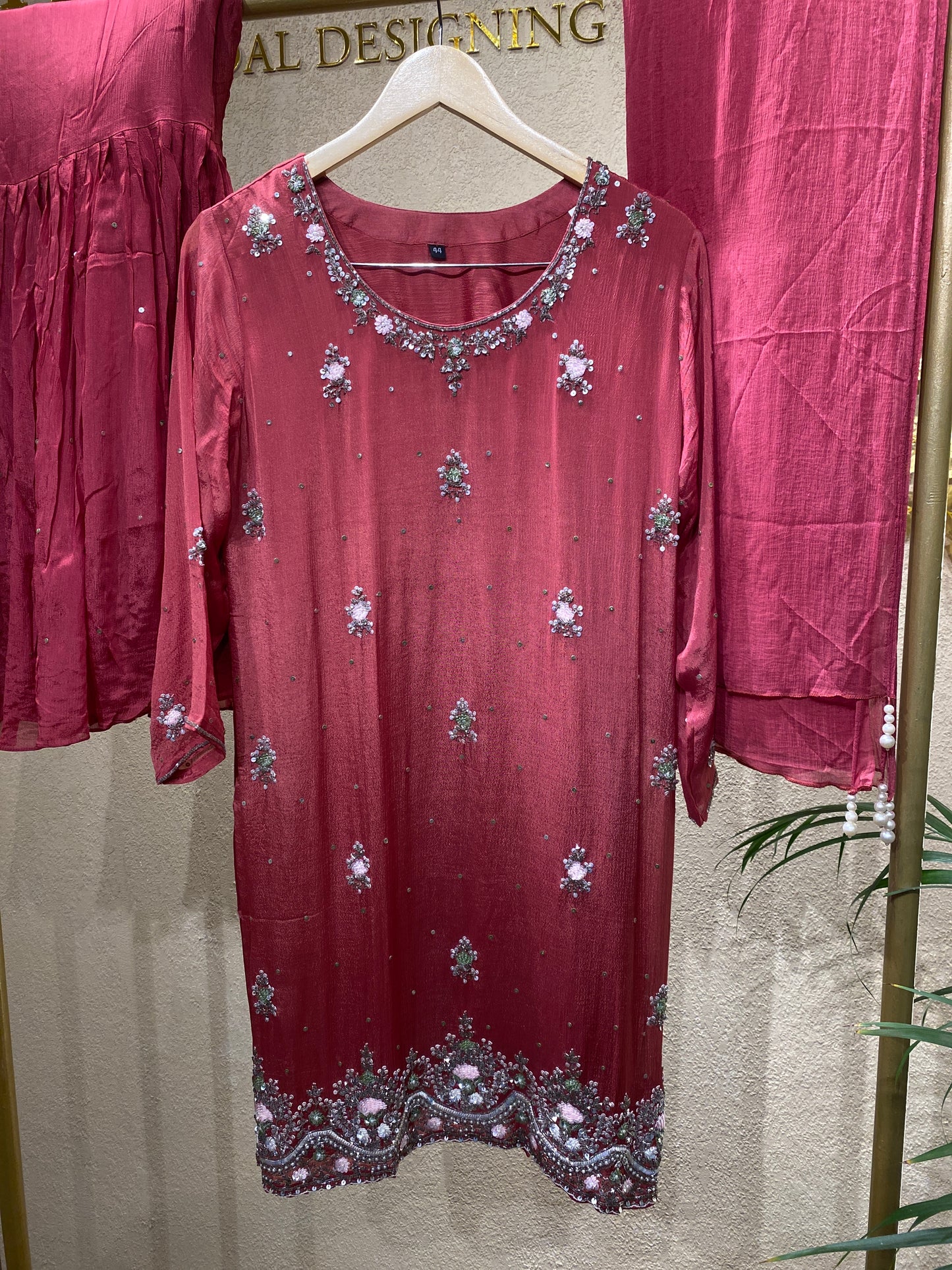 Red Sharara 3Pc