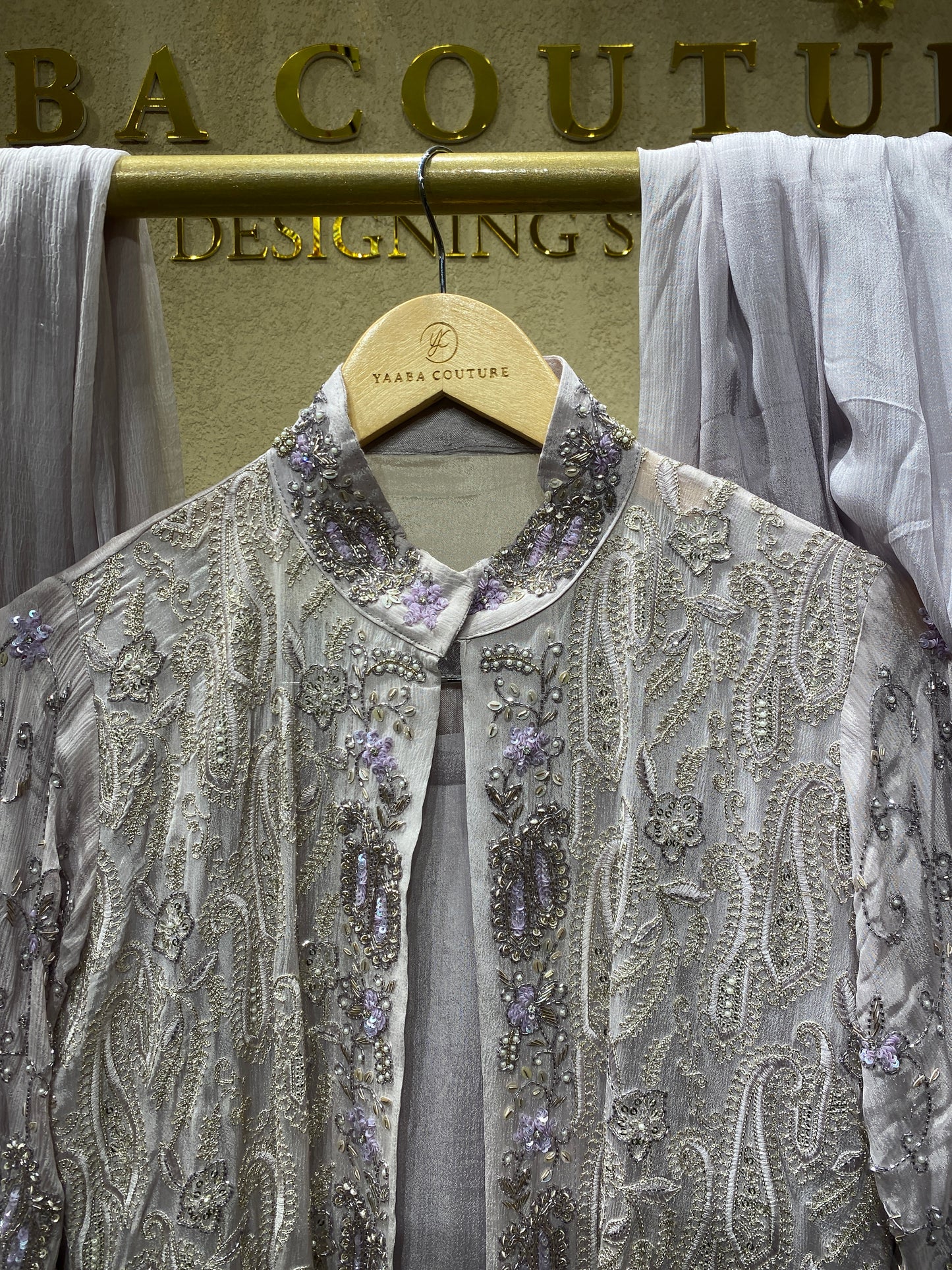 Coat Gown Lavender 4Pc