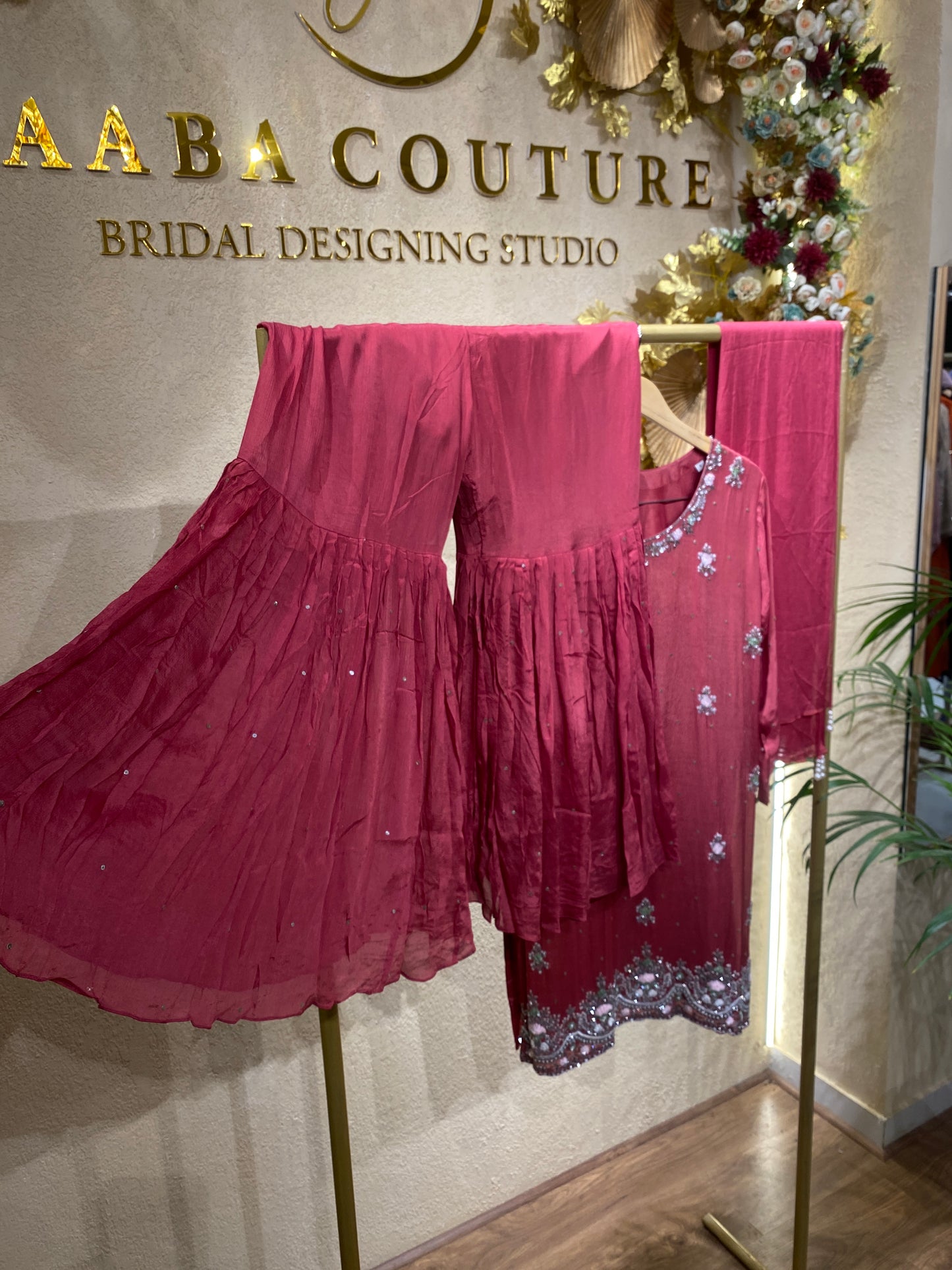 Red Sharara 3Pc