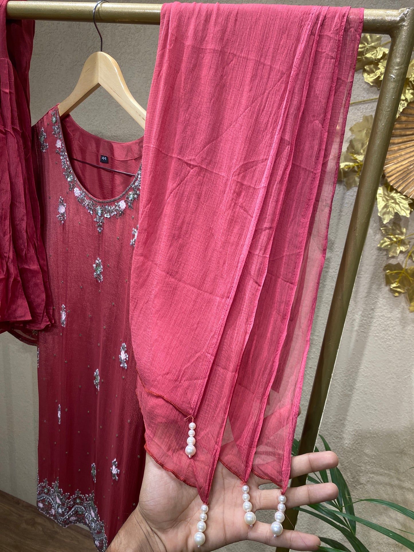 Red Sharara 3Pc