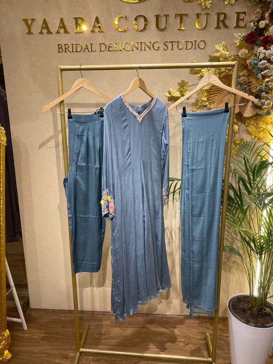 3Pc Green Gown